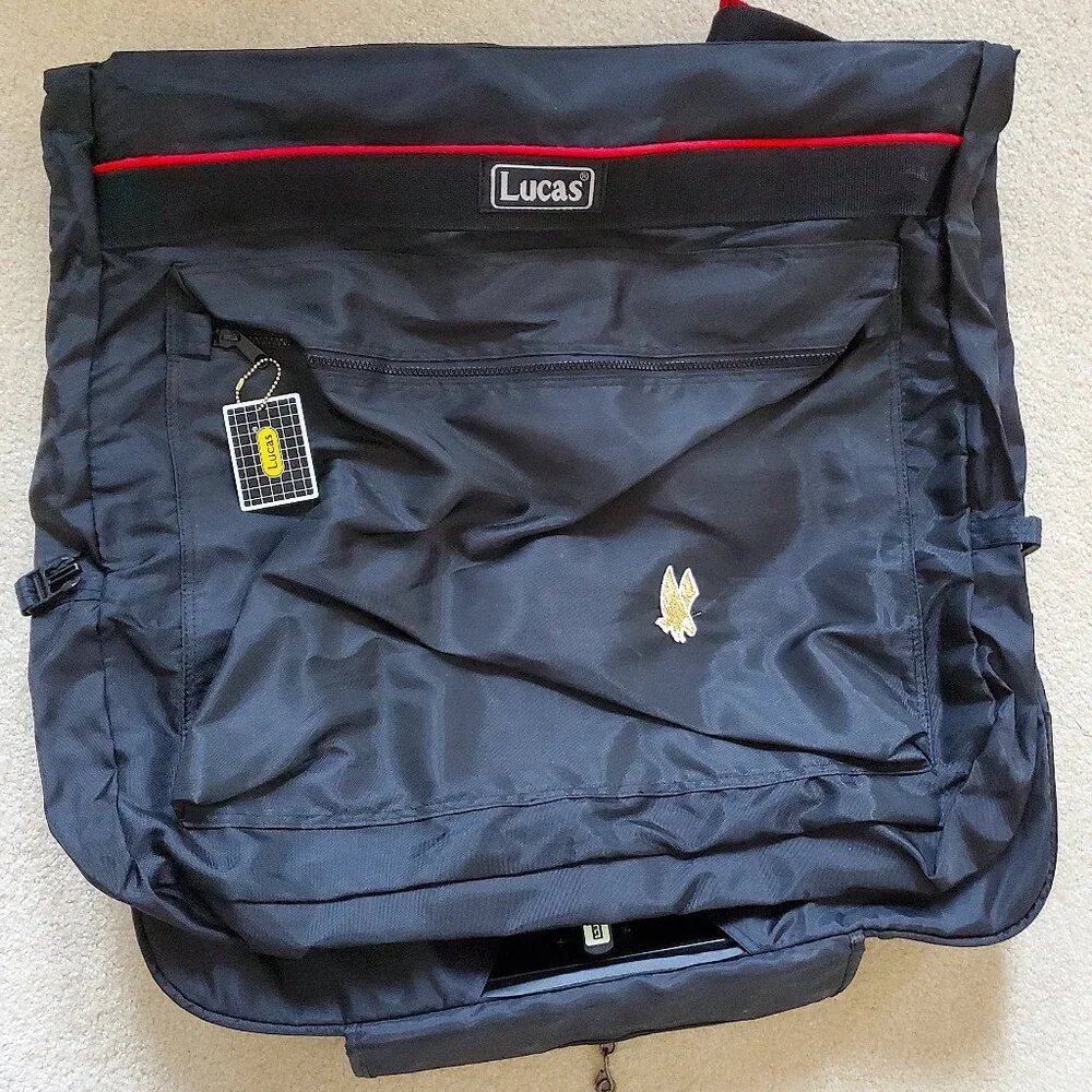 Lucas Vintage Black Nylon Lightweight Foldable Garment Travel Bag